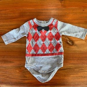 Circo 3m Long Sleeve Argyle Bowtie Onesie
